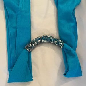 Beaded Pashmina neck scarf. Beautiful color. Teal blue!